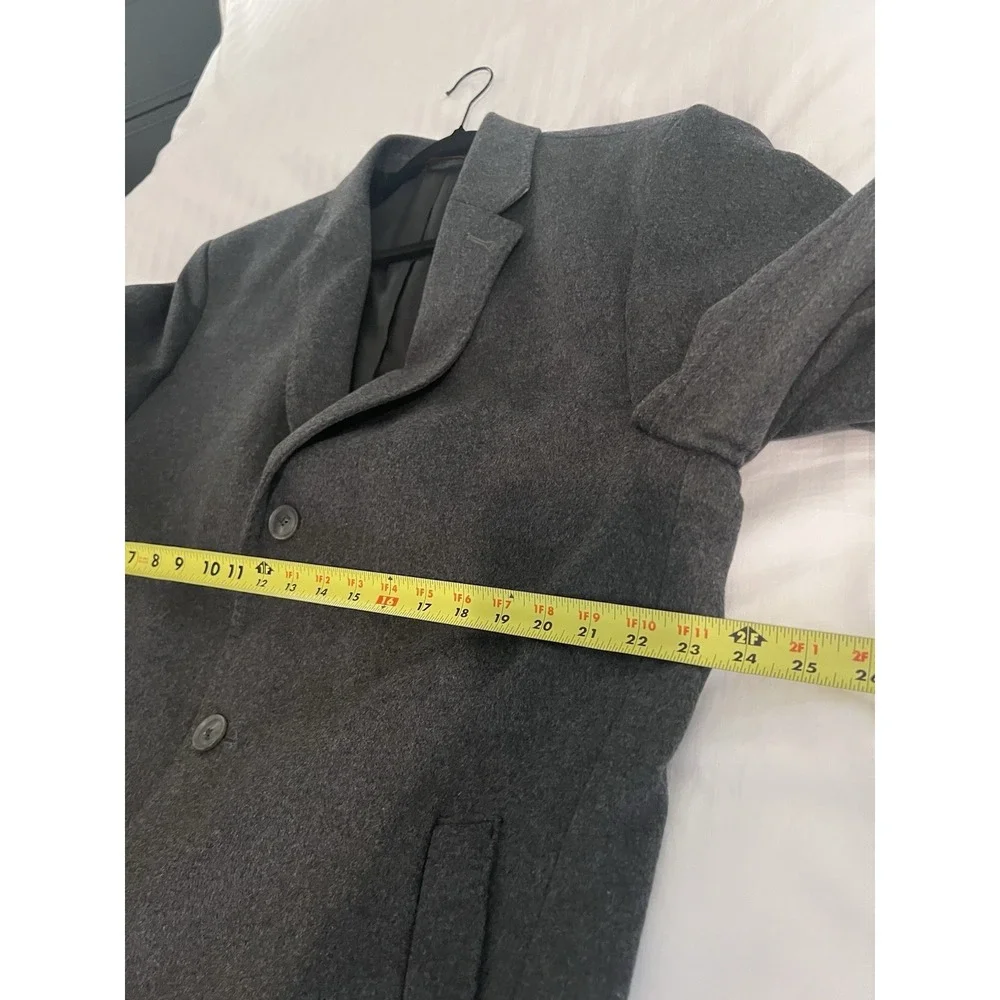 Pronto Uomo Long Overcoat Men's‎ 46R Grey Wool Single Breasted